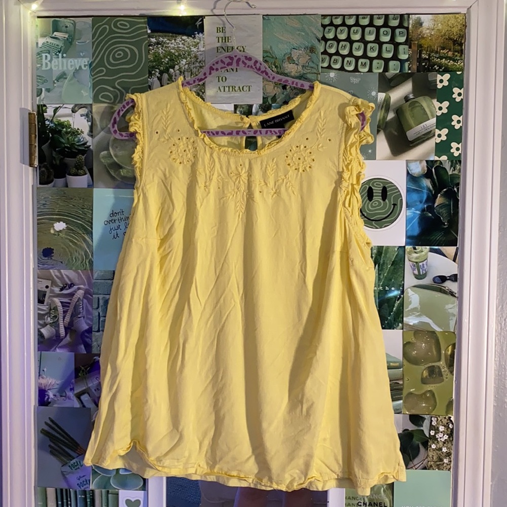 Lane Bryant yellow ruffle tank top, size 18, worn once!